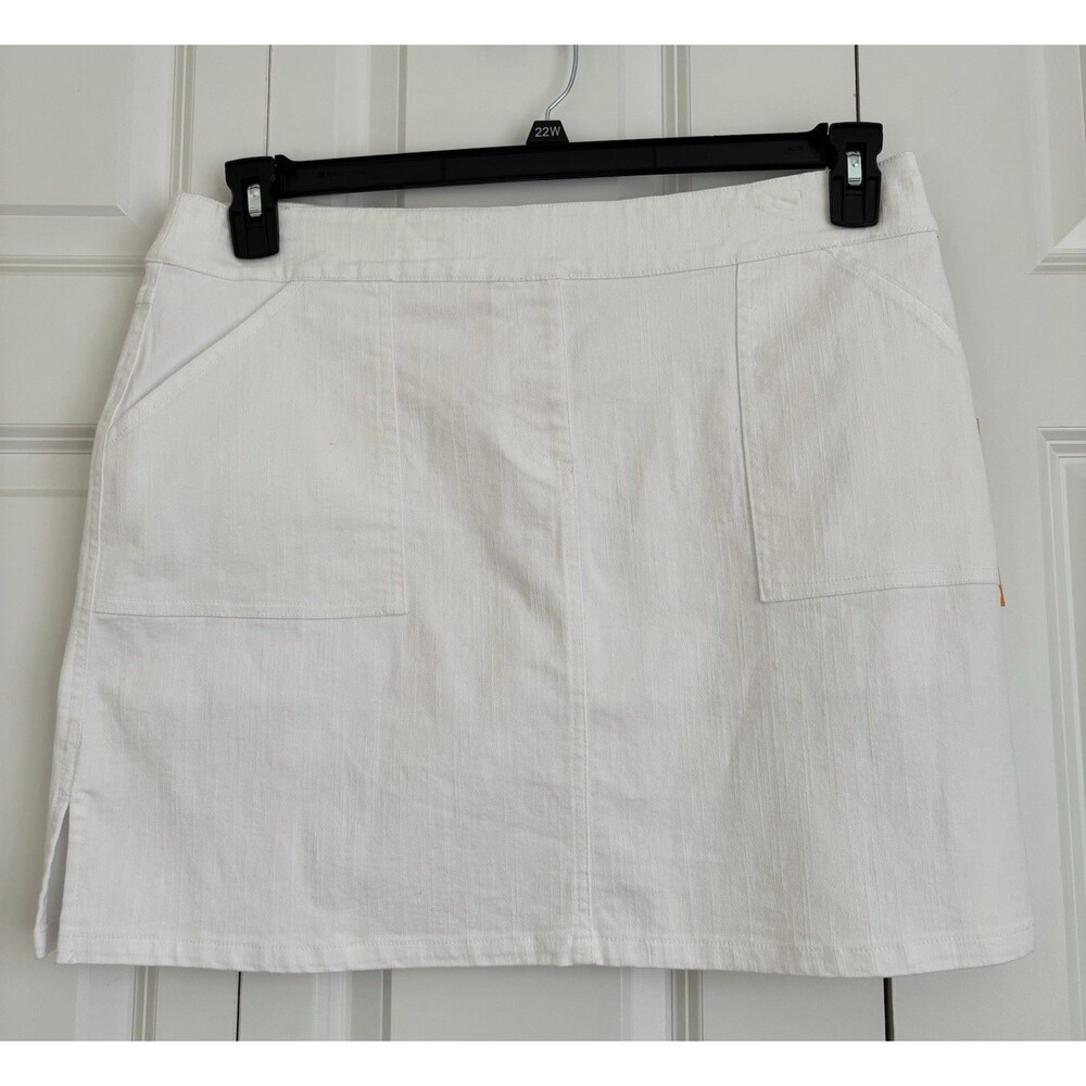 RUBY RD. WOMEN'S SKORT 16P WHITE POCKETS DEMIN STRECHY SUMMER CASUAL COTTON/POLY